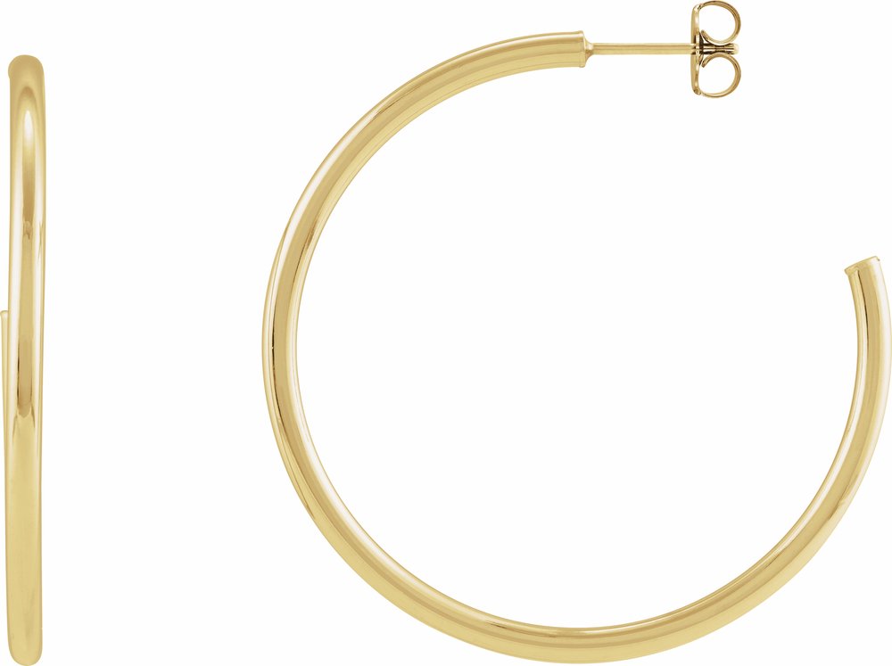 14K Yellow Tube 45 mm Hoop Earrings