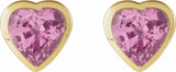 14K Yellow Gold Natural Pink Sapphire Stud Earrings