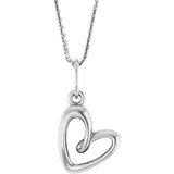 14K White Gold Petite Heart 18" Necklace