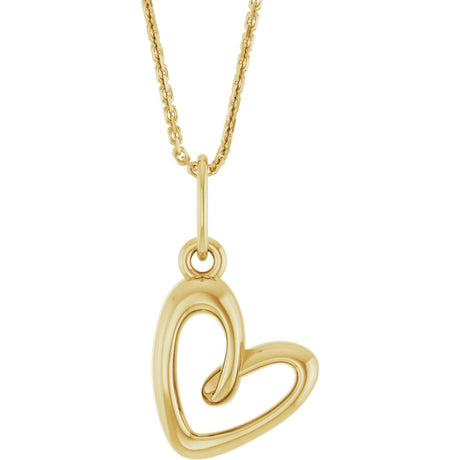 14K Yellow Gold Petite Heart 18" Necklace