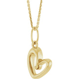 14K Yellow Gold Petite Heart 18" Necklace