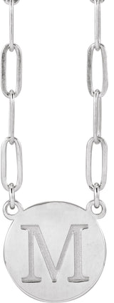 14K White Gold Engravable Disc 16" Necklace