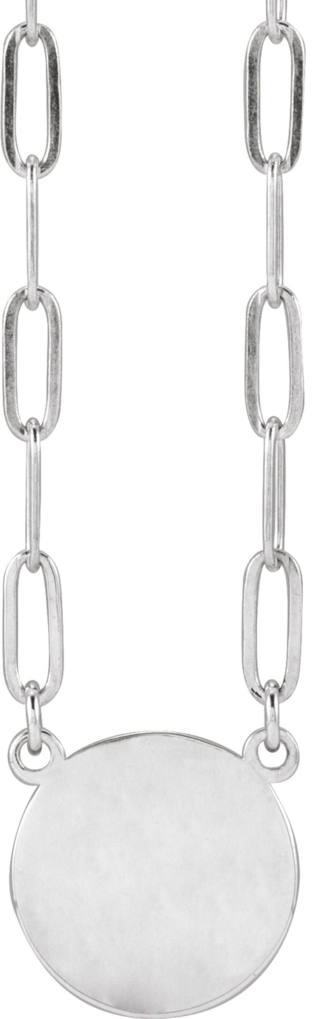 14K White Gold Engravable Disc 16" Necklace