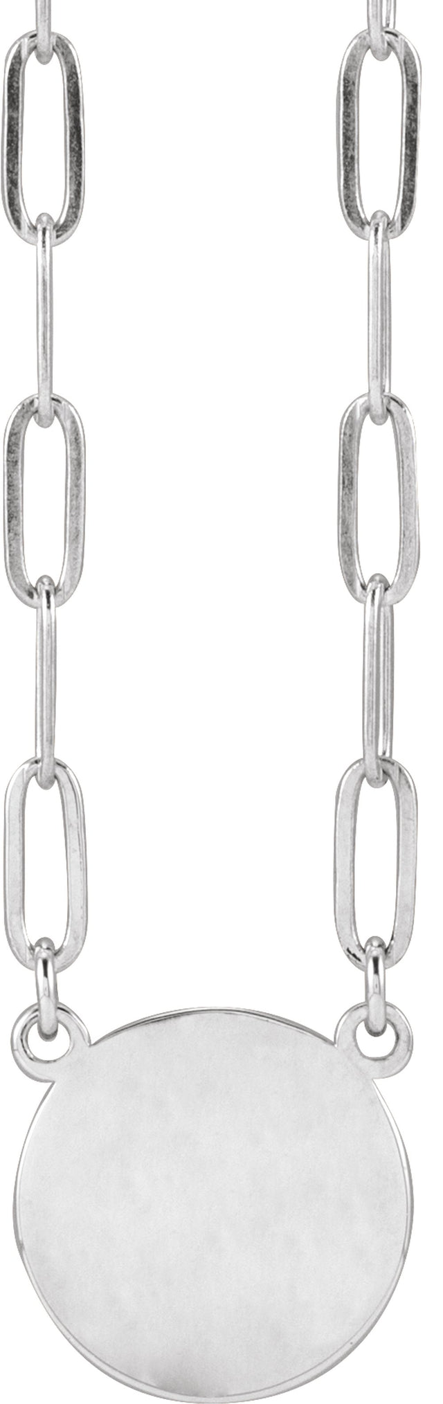14K White Gold Engravable Disc 16" Necklace