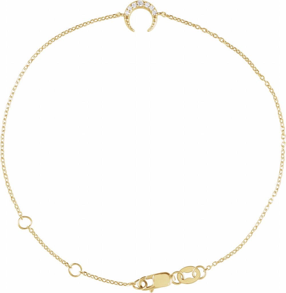 14K Yellow .04 CTW Natural Diamond Crescent Moon 6 1/2-7 1/2 Bracelet