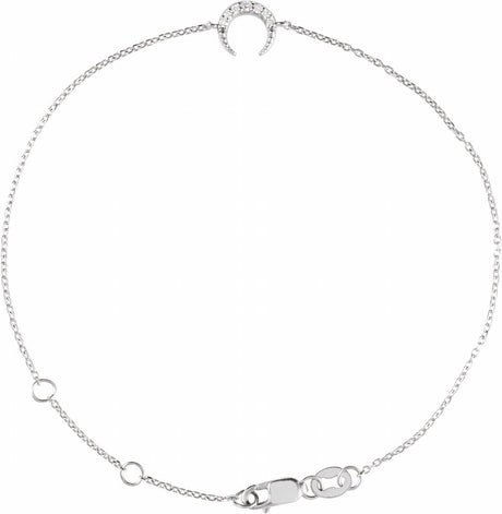 14K White Gold .04 CTW Natural Diamond Crescent Moon 6 1/2-7 1/2 Bracelet