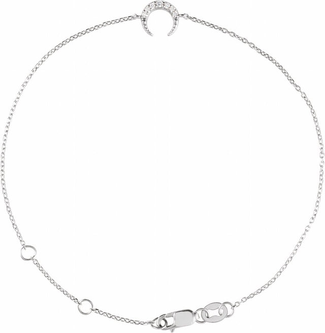 14K White Gold .04 CTW Natural Diamond Crescent Moon 6 1/2-7 1/2 Bracelet