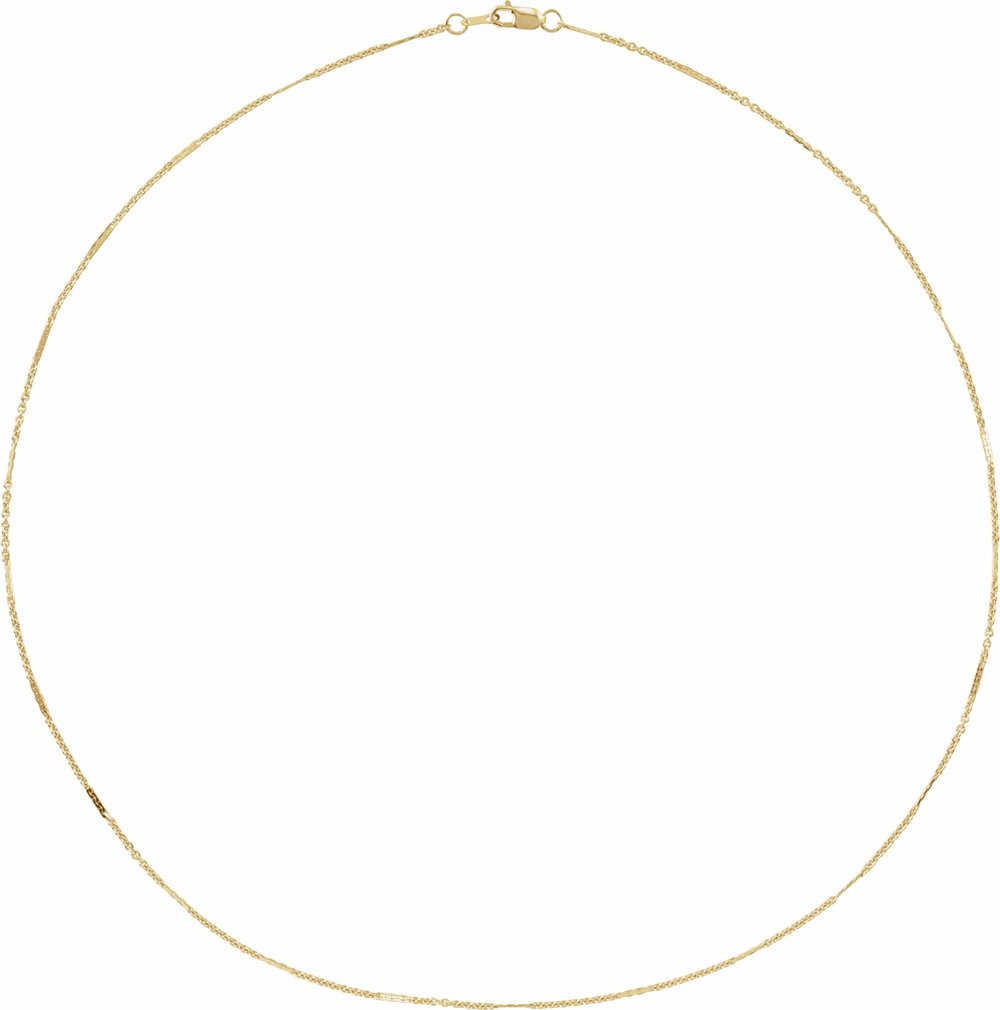 14K Yellow Gold 1.1 mm Dapped Cable 18" Chain
