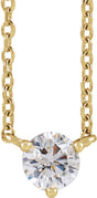 14K Yellow 1/5 CT Natural Diamond 3-Prong 18" Necklace