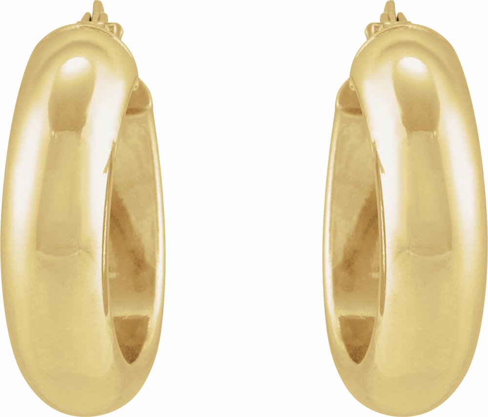 14K Yellow Half-Round Tube 17 mm Hoop Earrings