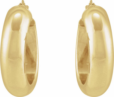 14K Yellow Half-Round Tube 17 mm Hoop Earrings