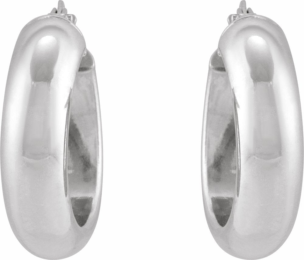 Sterling Silver Half-Round Tube 17 mm Hoop Earrings