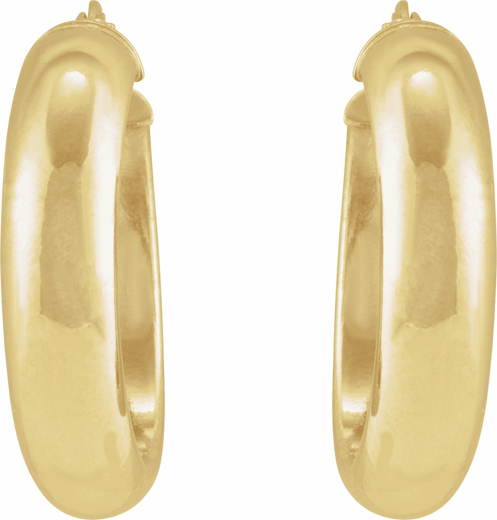 14K Yellow Half-Round Tube 25 mm Hoop Earrings