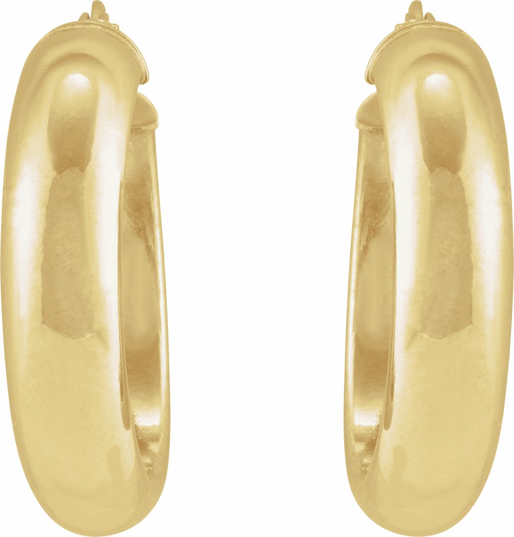 14K Yellow Half-Round Tube 25 mm Hoop Earrings