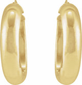 14K Yellow Half-Round Tube 25 mm Hoop Earrings