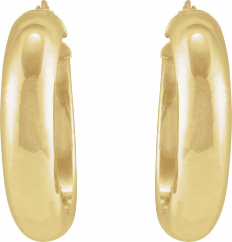 14K Yellow Half-Round Tube 25 mm Hoop Earrings