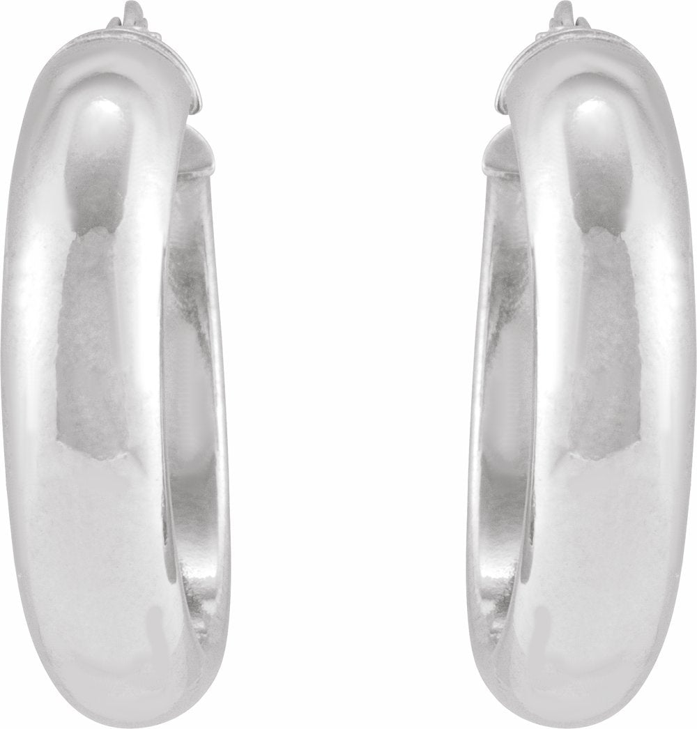 Sterling Silver Half-Round Tube 25 mm Hoop Earrings