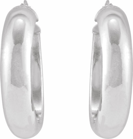 Sterling Silver Half-Round Tube 25 mm Hoop Earrings