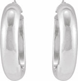 Sterling Silver Half-Round Tube 25 mm Hoop Earrings