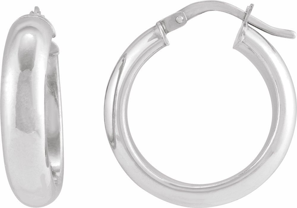 Sterling Silver Half-Round Tube 25 mm Hoop Earrings