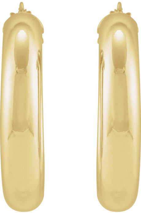 14K Yellow Half-Round Tube 30 mm Hoop Earrings