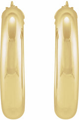 14K Yellow Half-Round Tube 30 mm Hoop Earrings