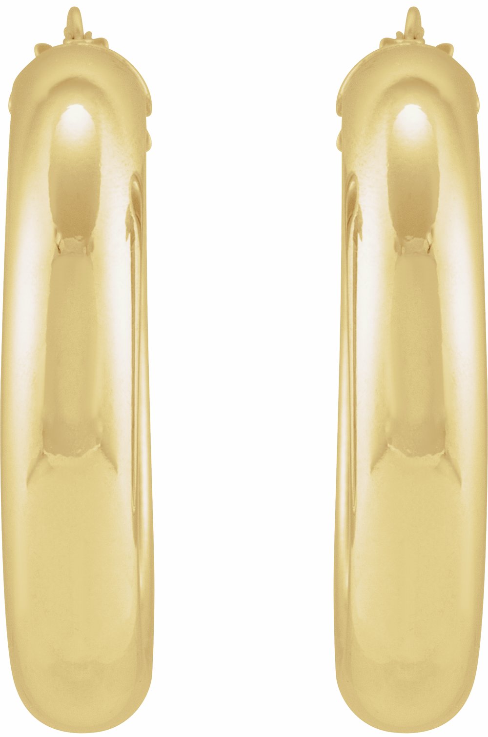 14K Yellow Half-Round Tube 30 mm Hoop Earrings