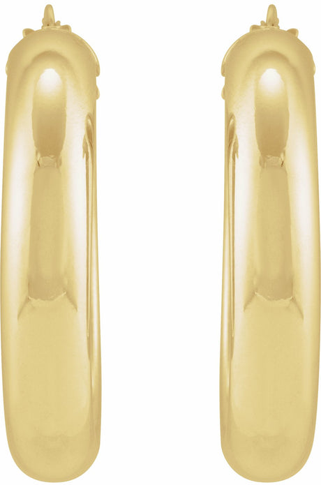 14K Yellow Half-Round Tube 30 mm Hoop Earrings