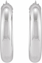 Sterling Silver Half-Round Tube 30 mm Hoop Earrings