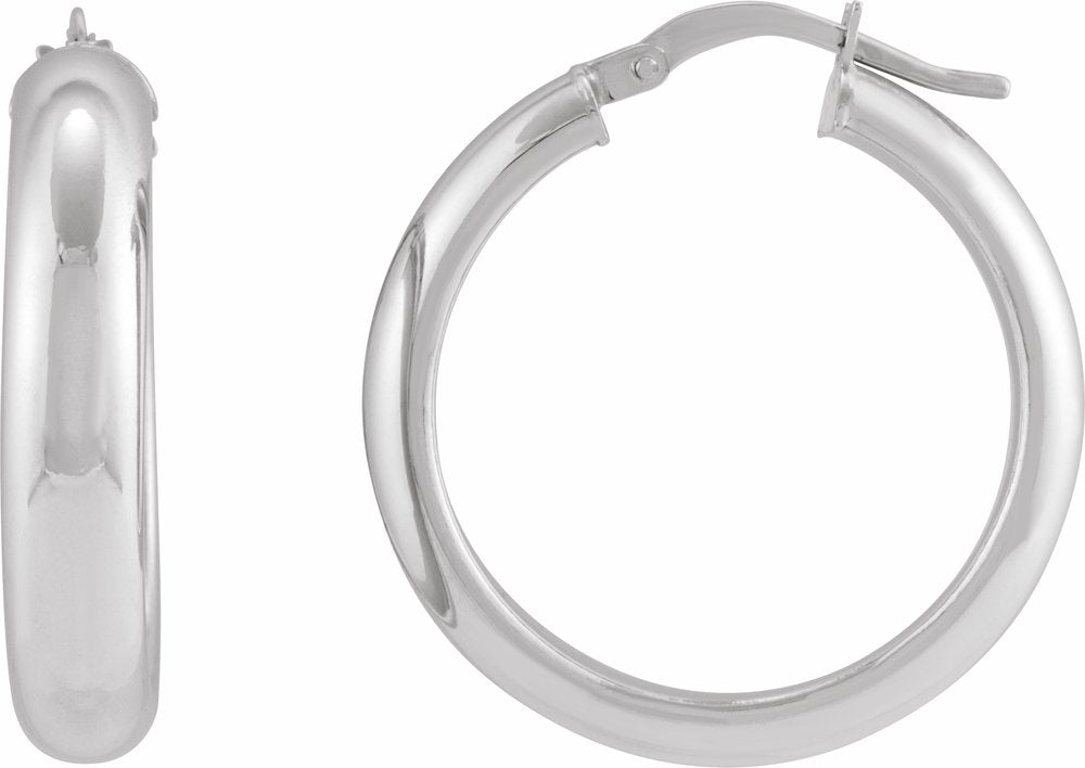 Sterling Silver Half-Round Tube 30 mm Hoop Earrings