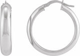 Sterling Silver Half-Round Tube 30 mm Hoop Earrings