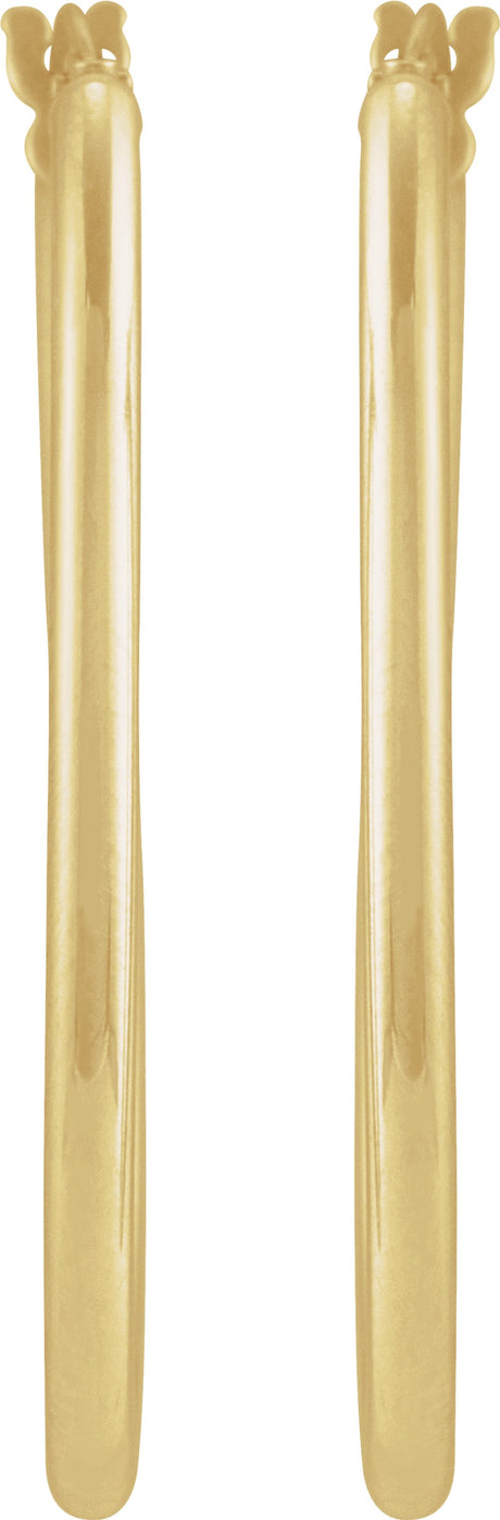 14K Yellow Elongated Oval Tube 41.5 mm Hoop Earrings