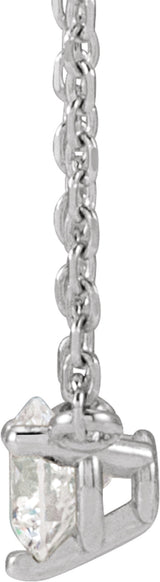 14K White Gold 1/6 CT Natural Diamond 3-Prong 18" Necklace