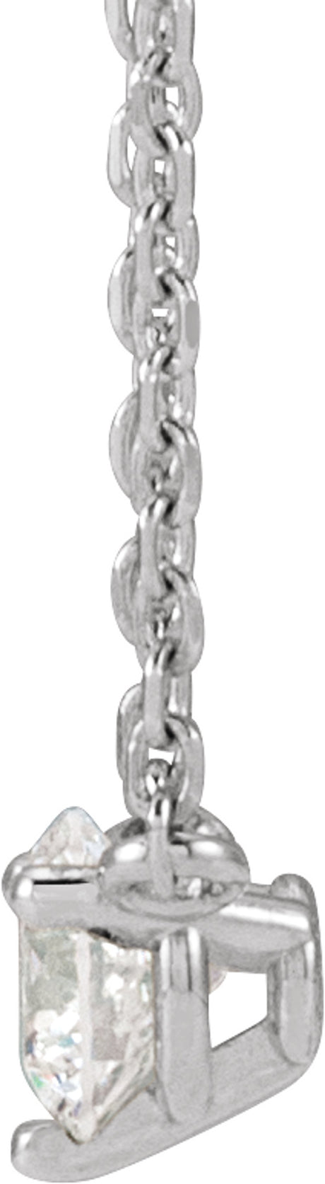 14K White Gold 1/6 CT Natural Diamond 3-Prong 18" Necklace