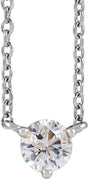 14K White 1/5 CT Natural Diamond 3-Prong 18" Necklace