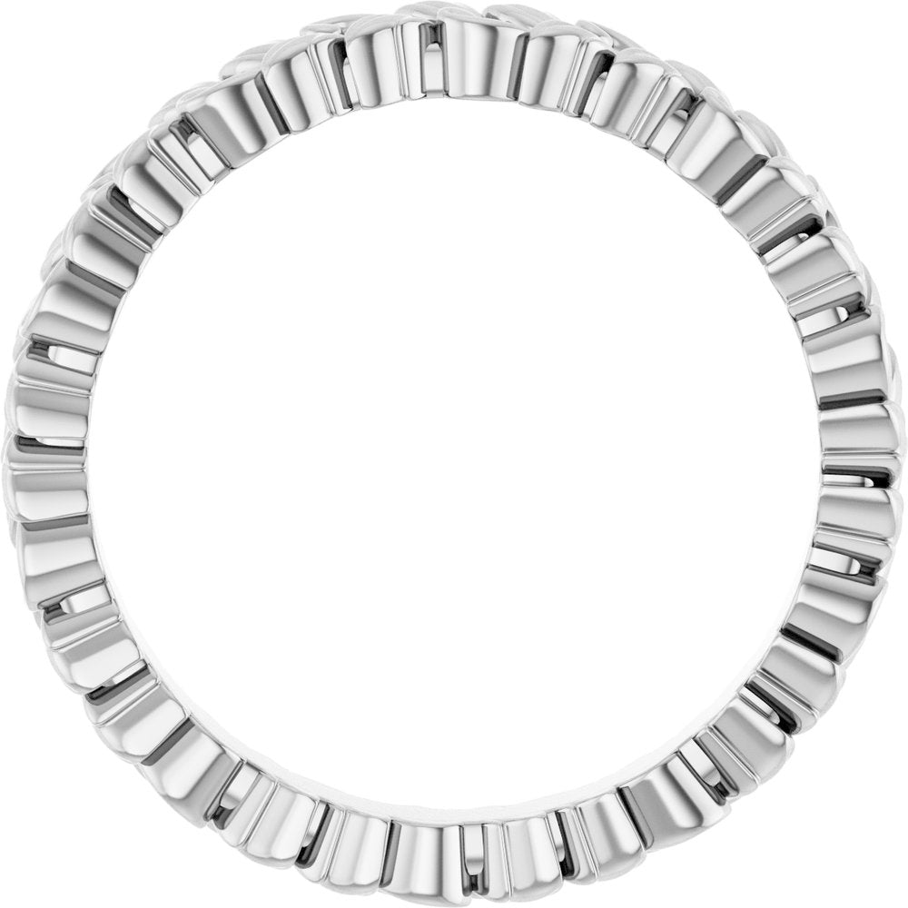 14K White Gold 3.2 mm Floral Band Size 7