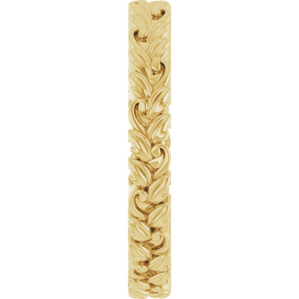 14K Yellow Gold 3.2 mm Floral Band Size 7