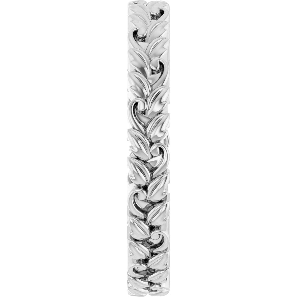 14K White Gold 3.2 mm Floral Band Size 7