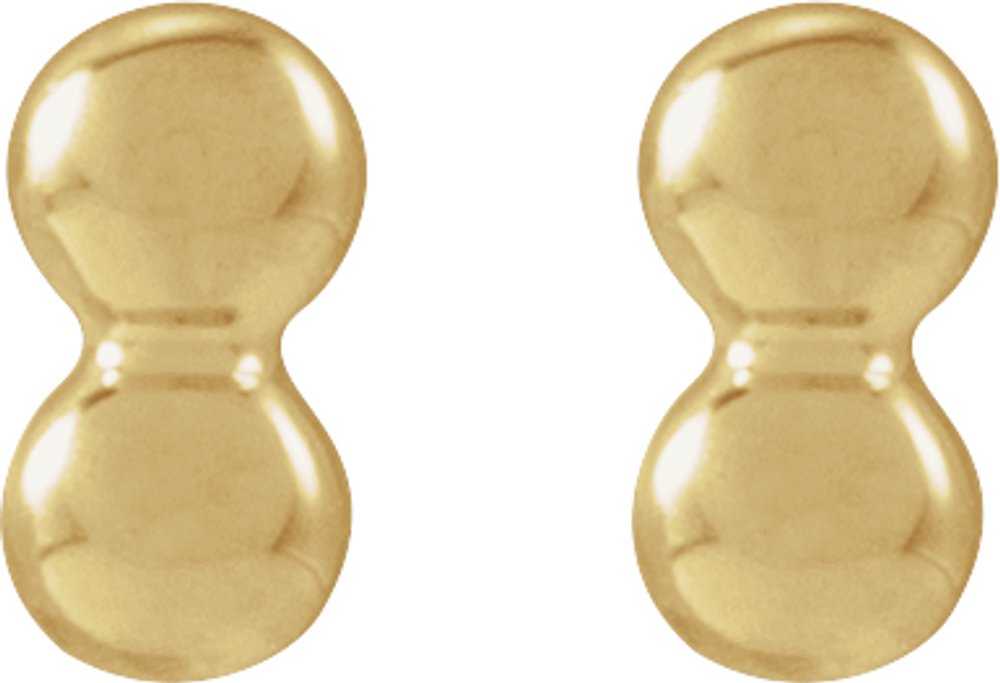 14K Yellow 2 Beads Stud Earrings