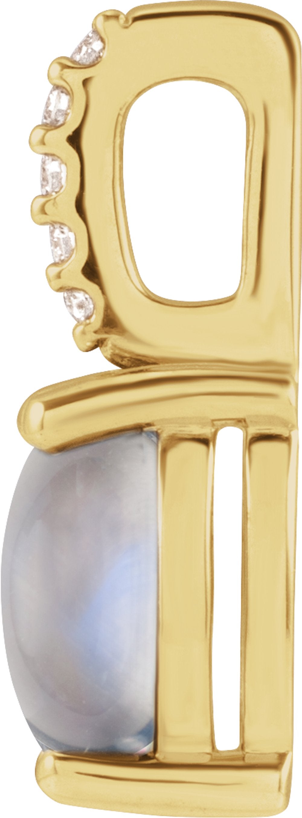 14K Yellow 7x5 mm Natural Rainbow Moonstone & .02 CTW Natural Diamond Pendant