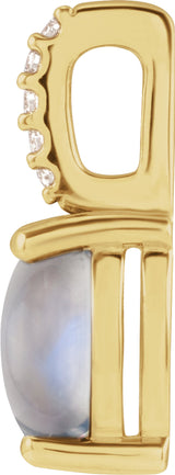 14K Yellow 7x5 mm Natural Rainbow Moonstone & .02 CTW Natural Diamond Pendant