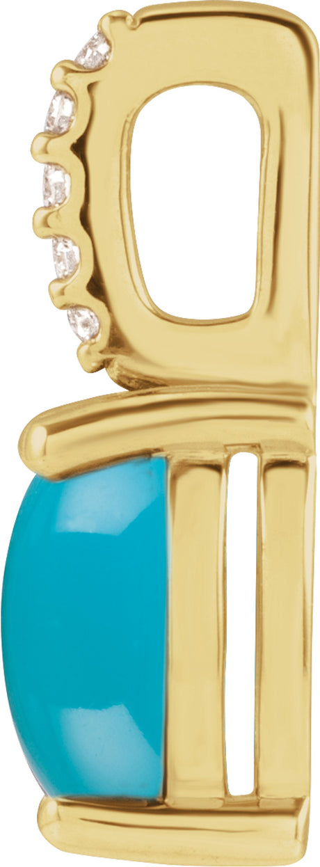 14K Yellow 7x5 mm Natural Turquoise & .02 CTW Natural Diamond Charm/Pendant