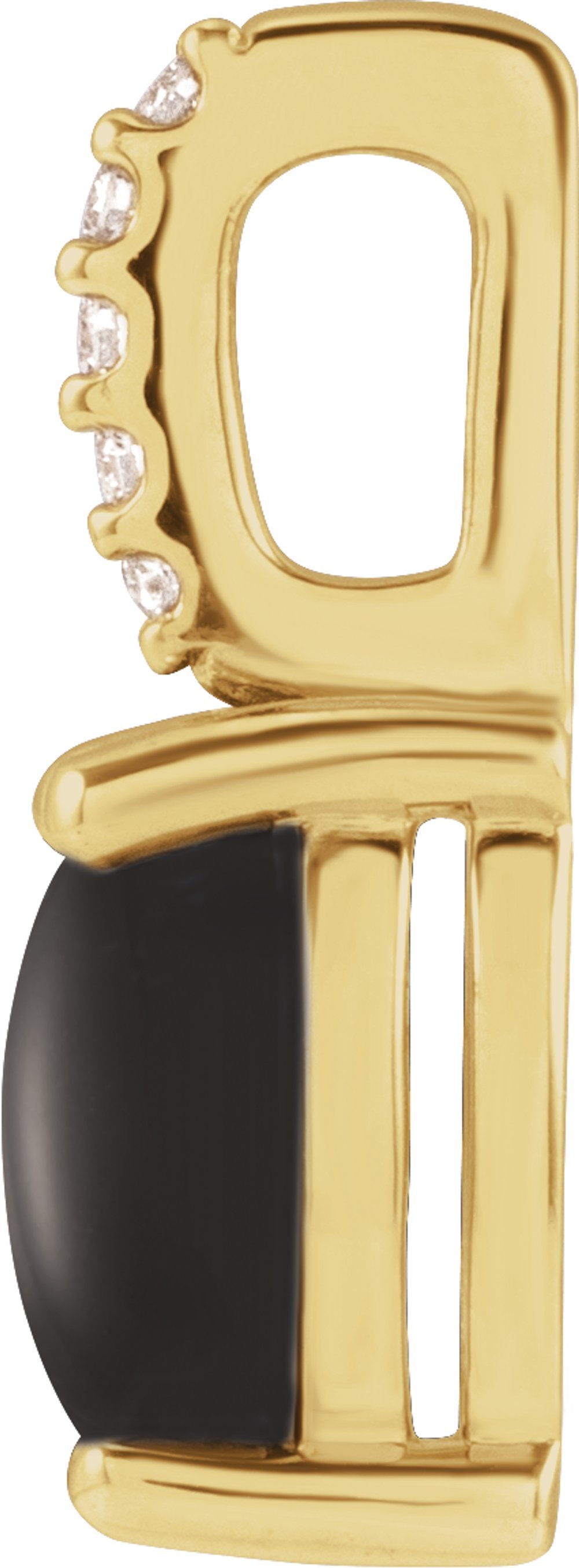14K Yellow 7x5 mm Natural Black Onyx & .02 CTW Natural Diamond Pendant