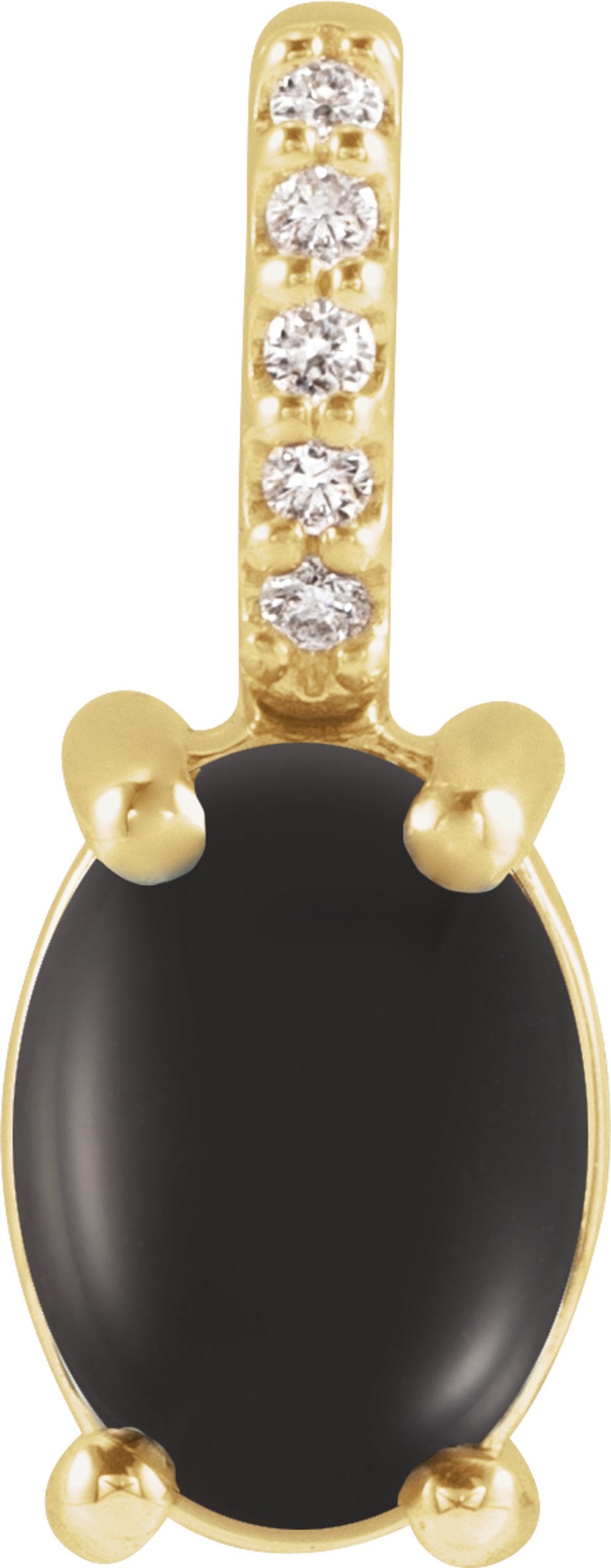 14K Yellow 7x5 mm Natural Black Onyx & .02 CTW Natural Diamond Pendant
