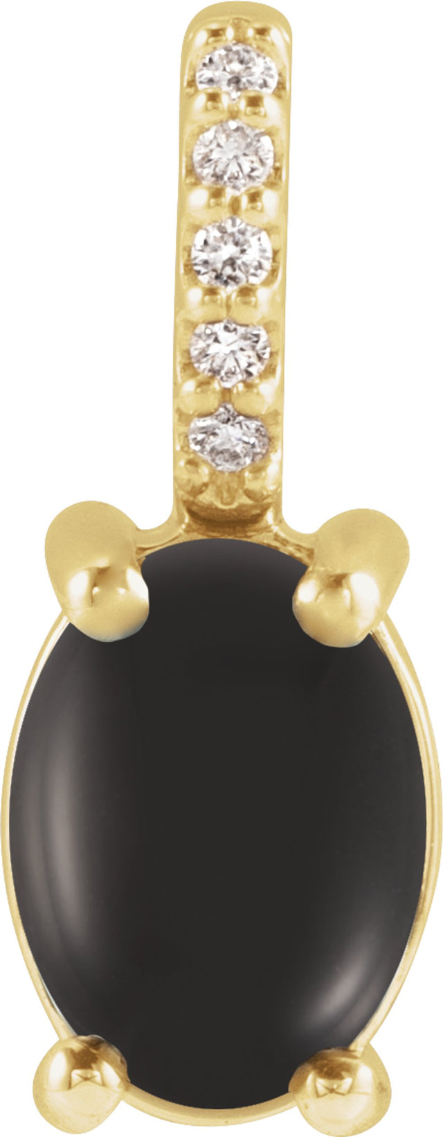 14K Yellow 7x5 mm Natural Black Onyx & .02 CTW Natural Diamond Pendant