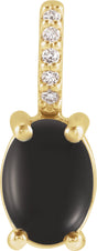 14K Yellow 7x5 mm Natural Black Onyx & .02 CTW Natural Diamond Pendant