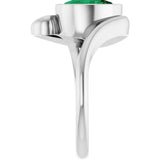 14K White Gold  Lab-Grown Emerald Ring