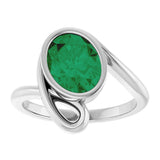 14K White Gold  Lab-Grown Emerald Ring