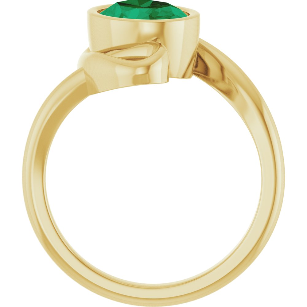 14K Yellow Gold  Lab-Grown Emerald Ring