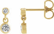 14K Yellow Gold Natural White Sapphire & .05 CTW Natural Diamond Two-Stone Earrings
